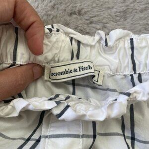 Abercrombie & Fitch Womens White Plaid Off the Shoulder Bell Sleeve Shirt Top XS